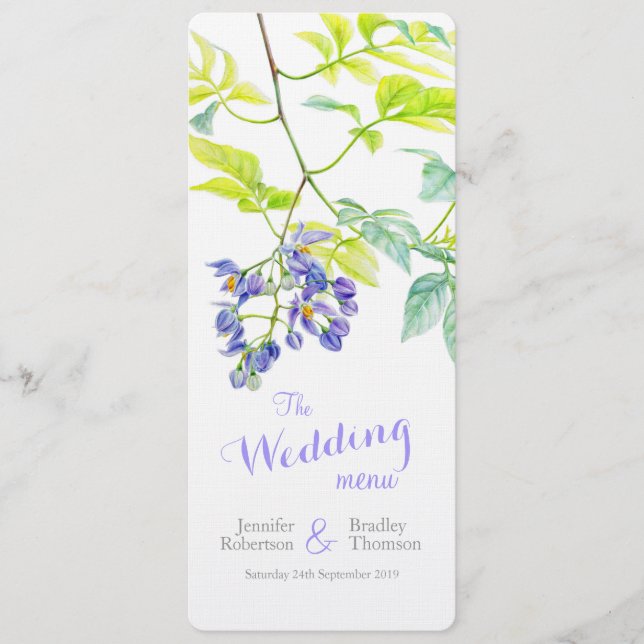 Purple potato creeper art wedding dinner menu (Front)