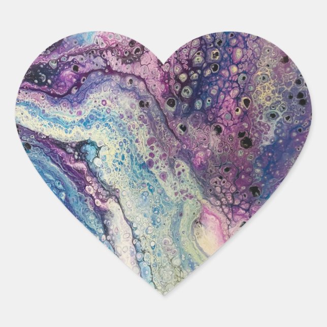 Purple pour painting heart sticker (Front)