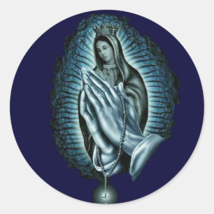 Purple Prayer Blessed Virgin Mary Classic Round Sticker