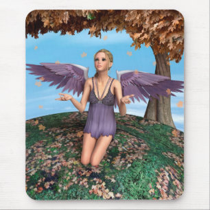 Purple Praying Angel Autumn Fantasy Art Mouse Mat