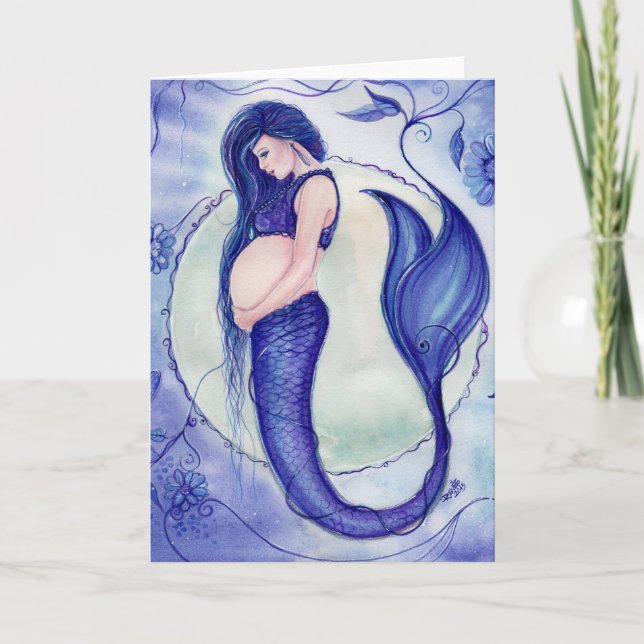 Purple Pregnancy Baby mermaid  card By Renee (Front)