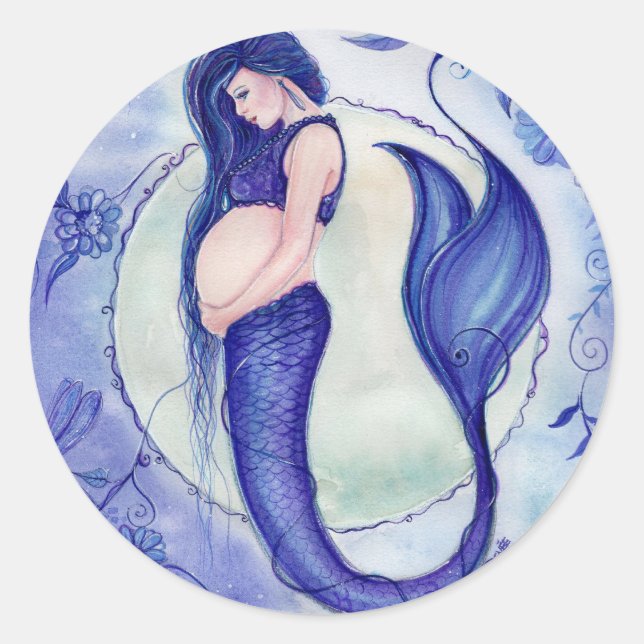 Purple Pregnancy Baby mermaid  stickers By Renee (Front)