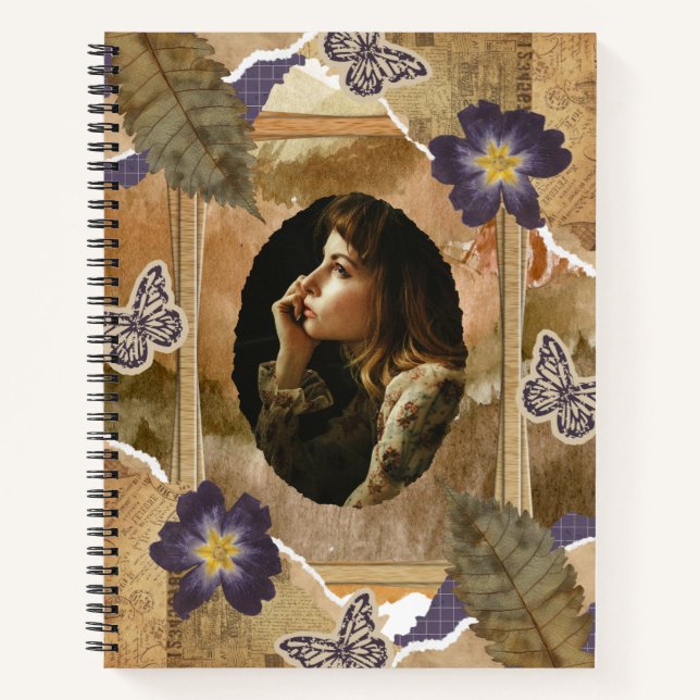 Purple Pressed Flower Memory Frame Notebook (Front)