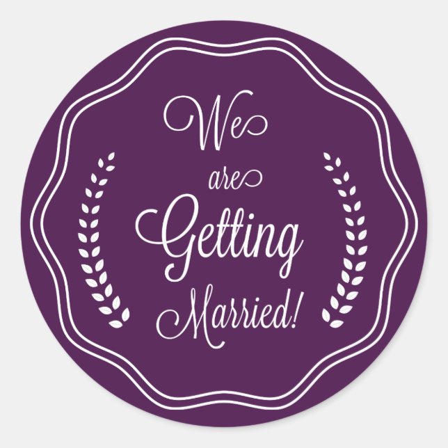 Purple Pretty Script Seal Save the Date (Front)