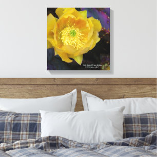 Purple prickly pear opuntia cactus yellow flowers canvas print