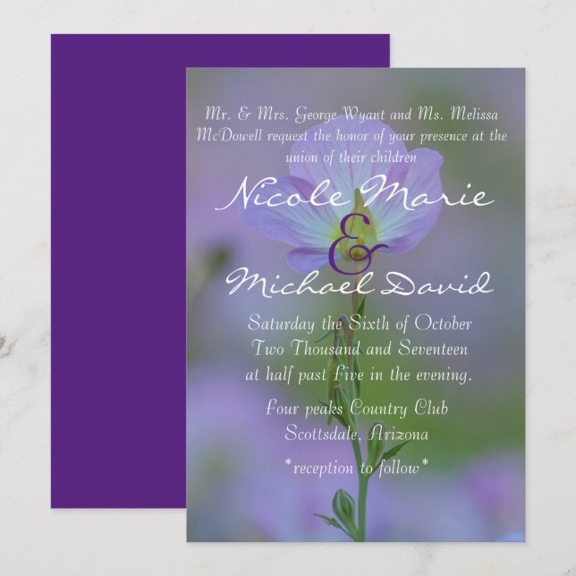 Purple Primrose Invitation (Front/Back)