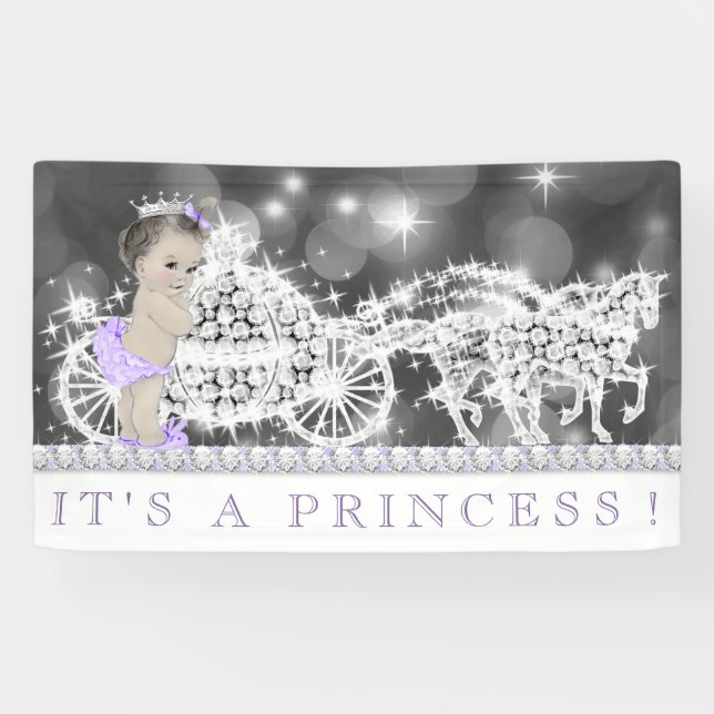 Purple Princess Baby Shower Banner (Horizontal)