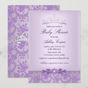 Purple Princess Baby Shower Tiara Invitation