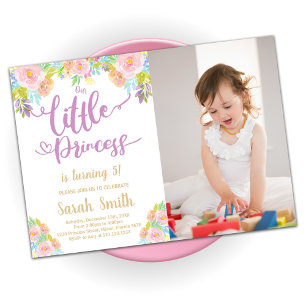 Purple Princess Birthday Invitations with photo