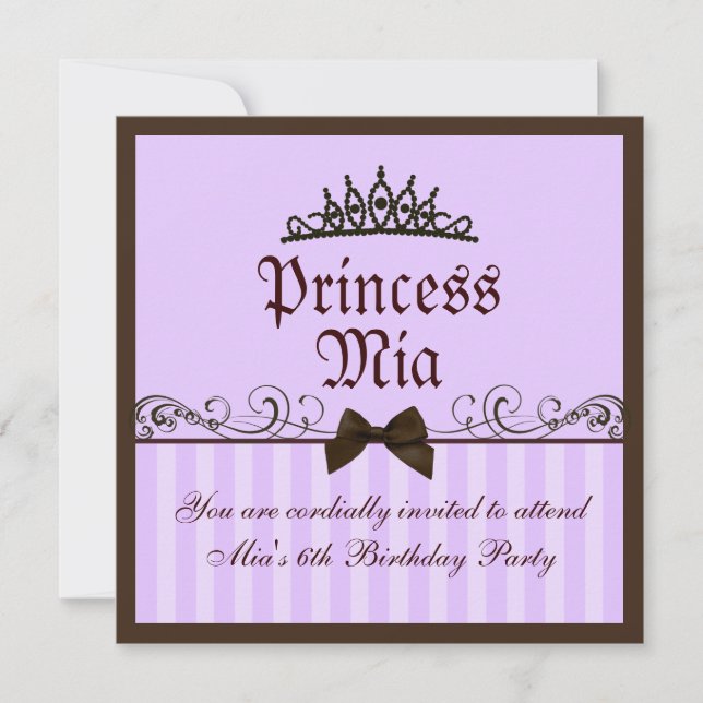 Purple Princess Birthday Invite (Front)