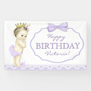 Purple Princess Birthday Party Banner