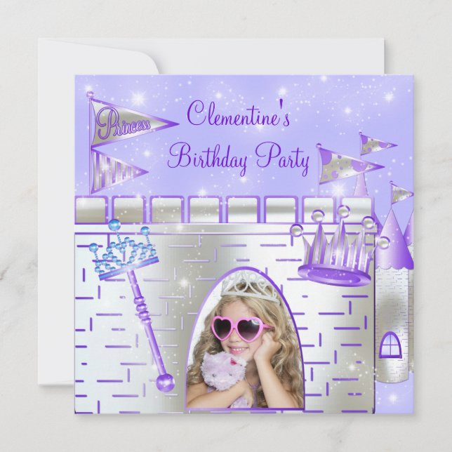 Purple Princess Birthday Party Invitation (Front)