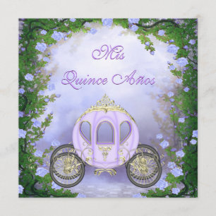Purple Princess Carriage Enchanted Quinceanera Invitation