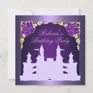 Purple Princess Castle Birthday Invitation