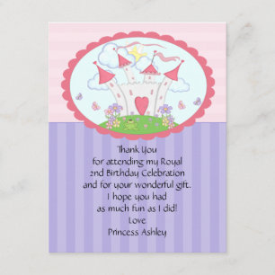 Purple Princess Castle Thank You Flat Card