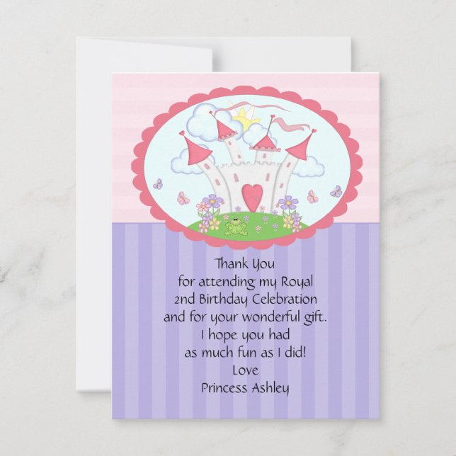 Purple Princess Castle Thank You Flat Card (Front)