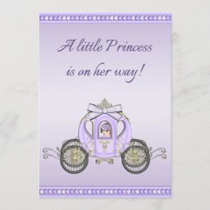 Purple Princess Coach Girls Baby Shower Invitation