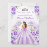 Purple Princess Dresses Floral Silver Quinceañera