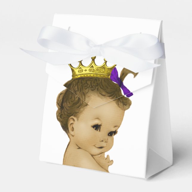 Purple Princess Ethnic Princess Baby Shower Favour Box (Front Side)