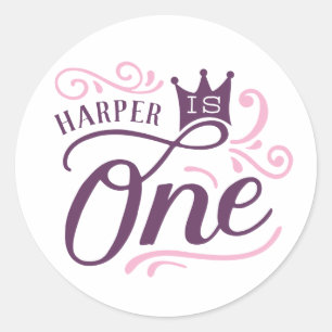 Purple Princess First Birthday Party Stickers