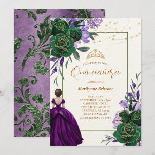 Purple Princess Floral Quinceañera Invitation