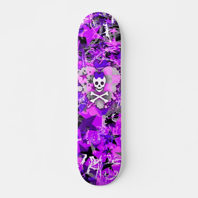 Purple Princess Heart Skull Skateboard (Front)