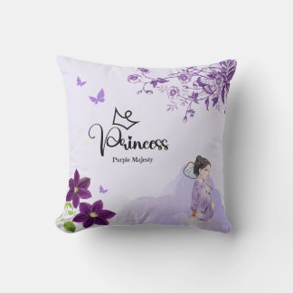 Purple Princess Majesty Pillow - Clouds and Flower