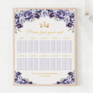 Purple Princess Quinceañera 10 Table Seating Chart