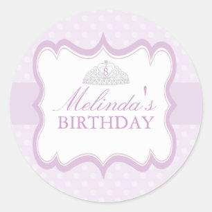 Purple Princess Tiara Girls Birthday Sticker