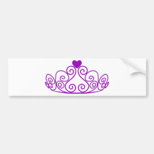 PURPLE PRINCESS TIARA GRAPHIC CROWN CUSTOMIZABLE BUMPER STICKER