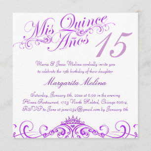 Purple Princess Tiara Quinceanera Invitation