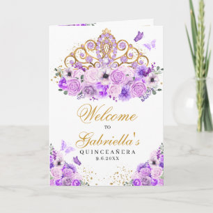 Purple Princess Tiara Quinceanera Program Invitation
