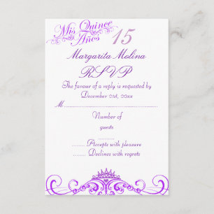 Purple Princess Tiara Quinceanera RSVP