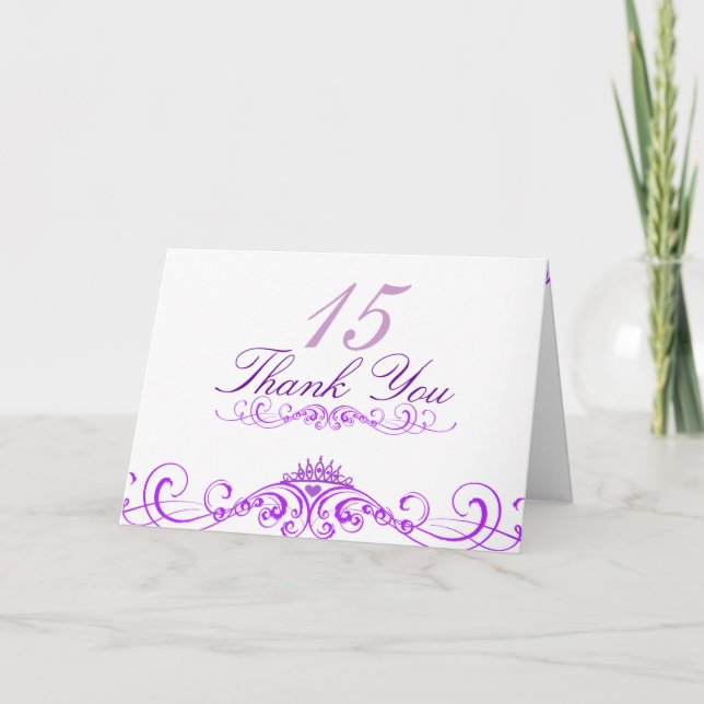 Purple Princess Tiara Thank You Card (Front)