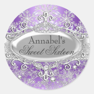 Purple Princess Winter Wonderland Sweet 16 Sticker