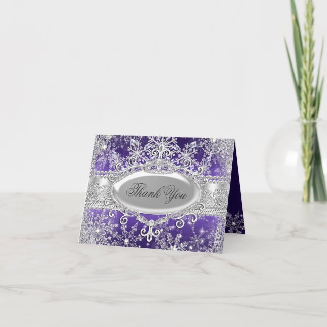 Purple Princess Winter Wonderland Thank You Card (Front)