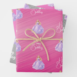Purple Princess Wrapping Paper Sheet