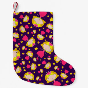 Purple princesses and stars small christmas stocking