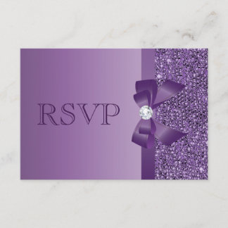 Purple Printed Sequins, Bow & Diamond RSVP