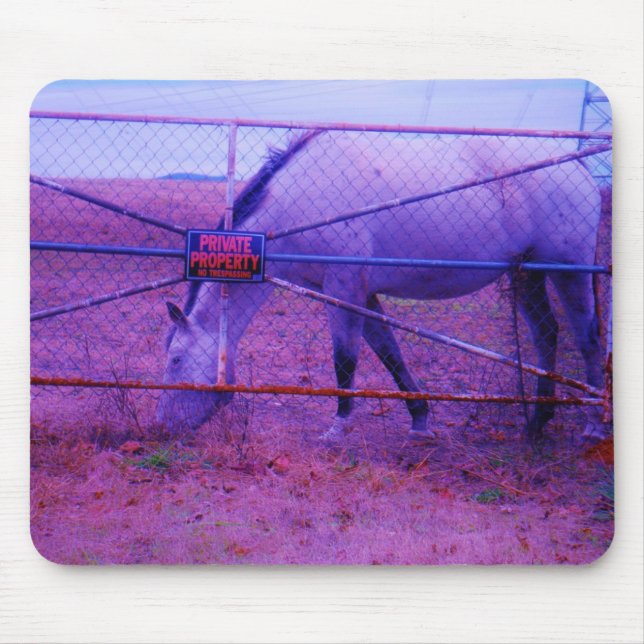 Purple Private Property Horse Mouse Mat (Front)
