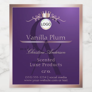 Purple Product Label Rose Gold Frame Logo Monogram