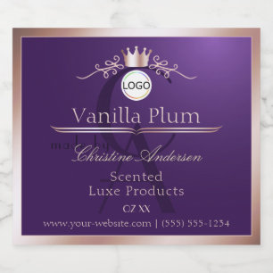 Purple Product Label Rose Gold Frame Logo Monogram