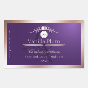 Purple Product Label Rose Gold Frame Logo Monogram