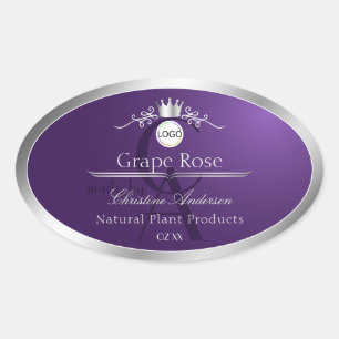 Purple Product Label Silver Frame Logo Monogram