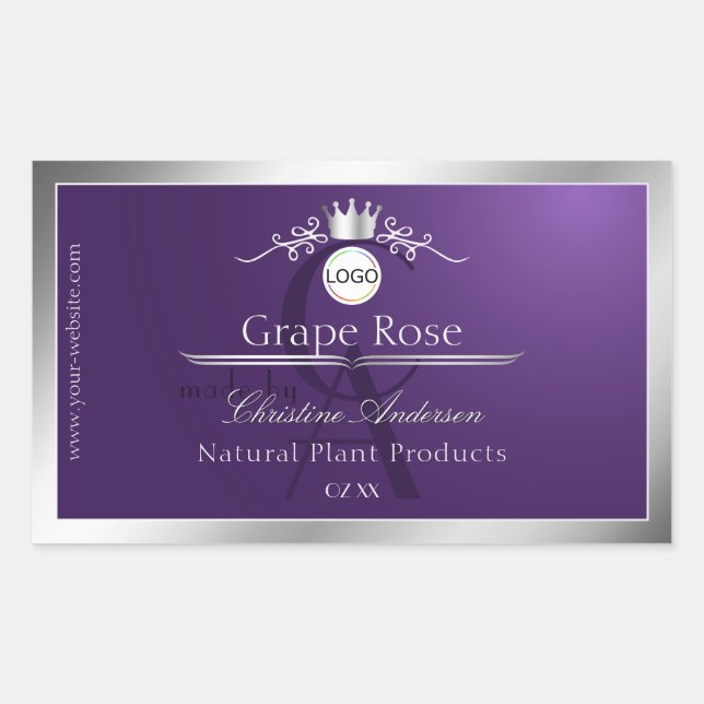 Purple Product Label Silver Frame Logo Monogram (Front)