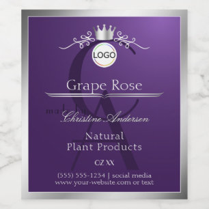 Purple Product Label Silver Frame Logo Monogram