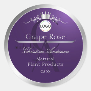 Purple Product Label Silver Frame Logo Monogram