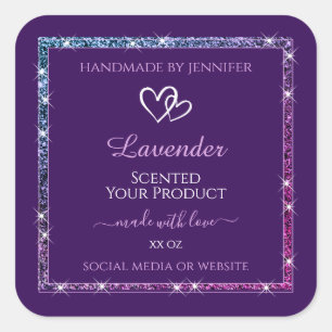 Purple Product Packaging Labels with Glitter Stars