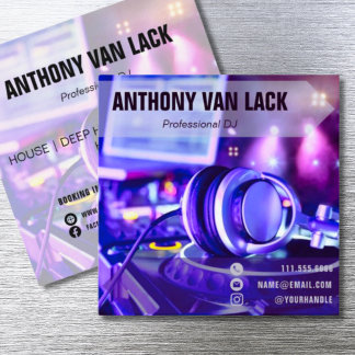 Purple Professional DJ Square Business Card