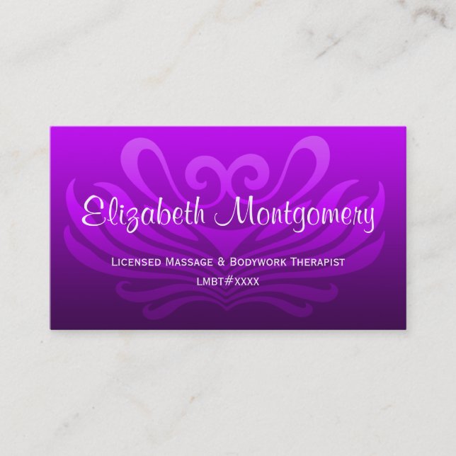 Purple Professional Massage Therapy Business Card (Front)